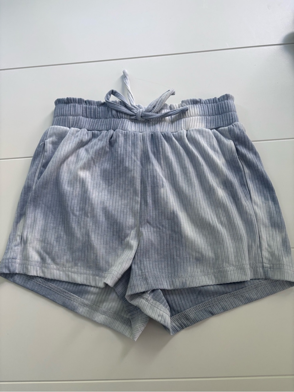 Tractr Light Blue Tie-Dye Ribbed Athletic Lounge Shorts